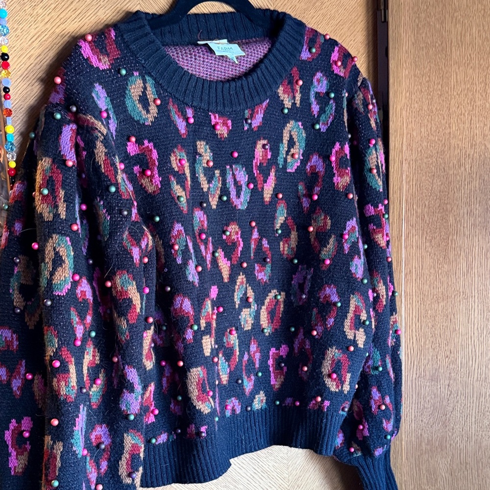 FARM Rio Multicolor Patterned Crew Neck Sweater